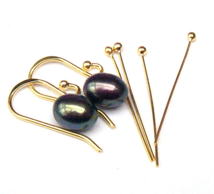 AAA Black/green Pearl Earring Kit with Vermeil